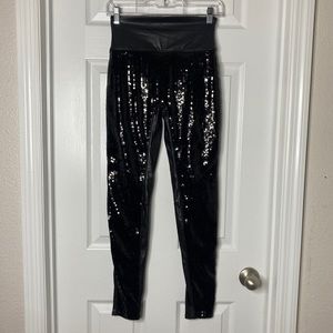SPANX Sequined Faux-Leather Leggings